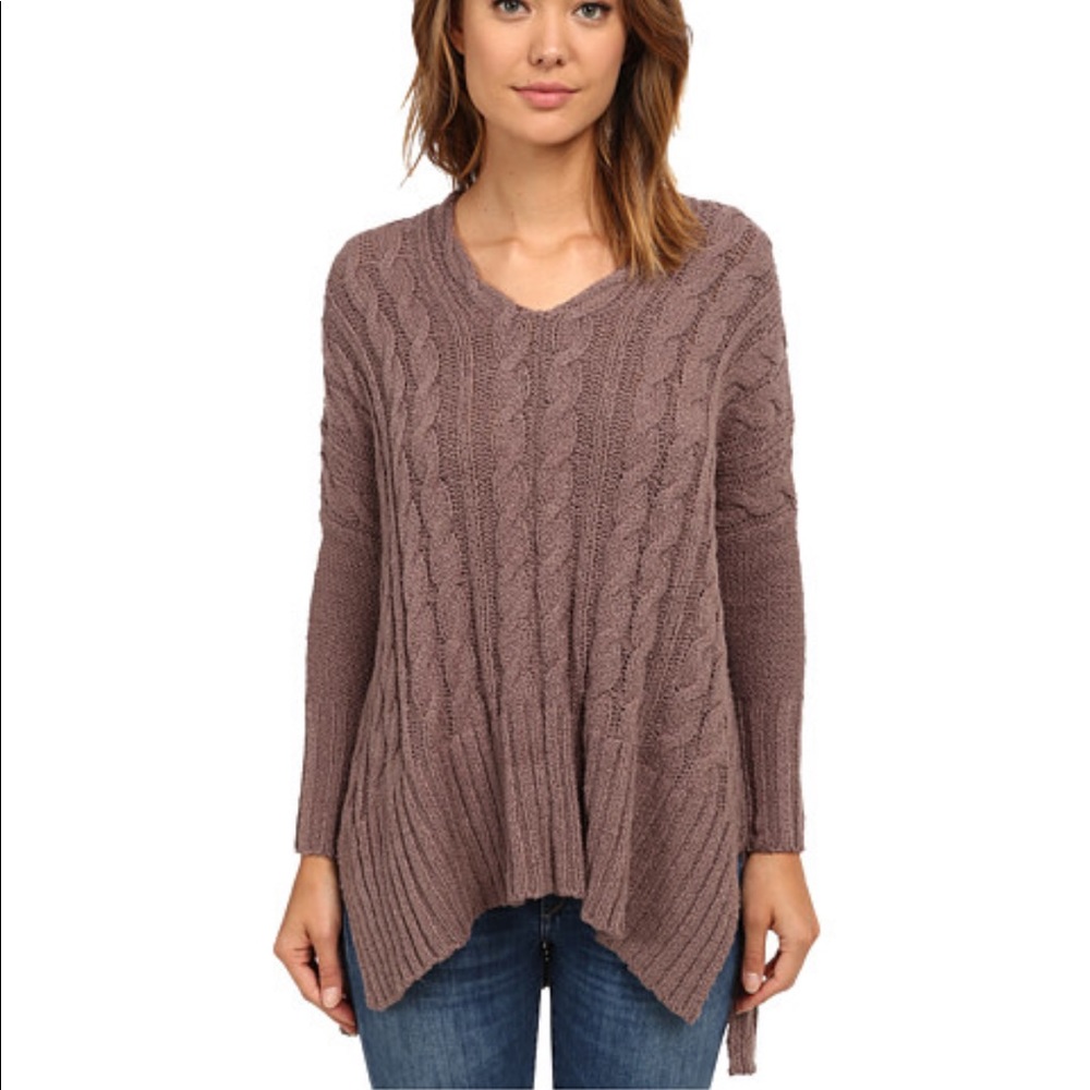 NWOT Free People Easy V Cableknit Swing Sweater